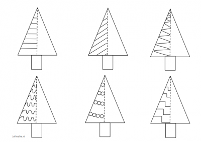 Kerstboom patronen en schrijfoefening